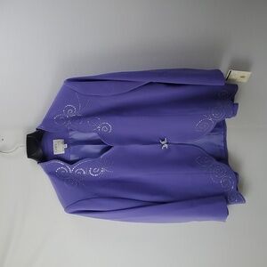 Vintage Clara Clara Womens Rhinenstone Lavender Blazer Sz 20 Classy Church Lady